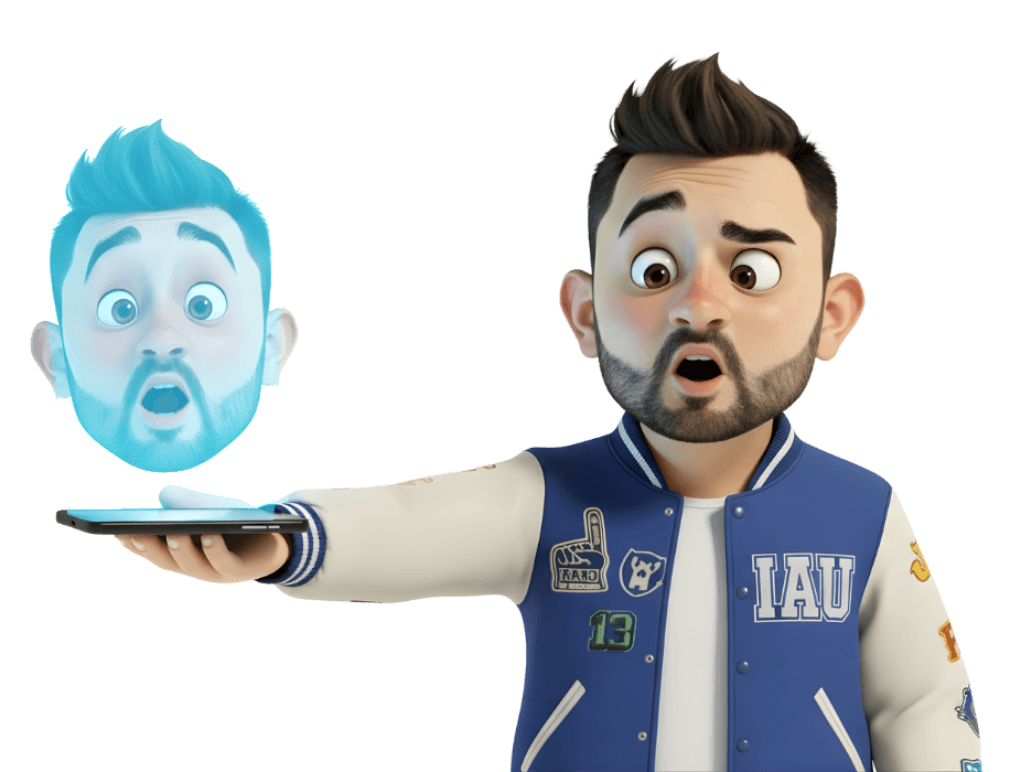 Personaje IAU con teléfono